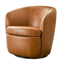 Mor Furniture Barolo Leather Swivel Club Chair In Caramel