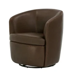 Mor Furniture Barolo Leather Swivel Club Chair In Caramel