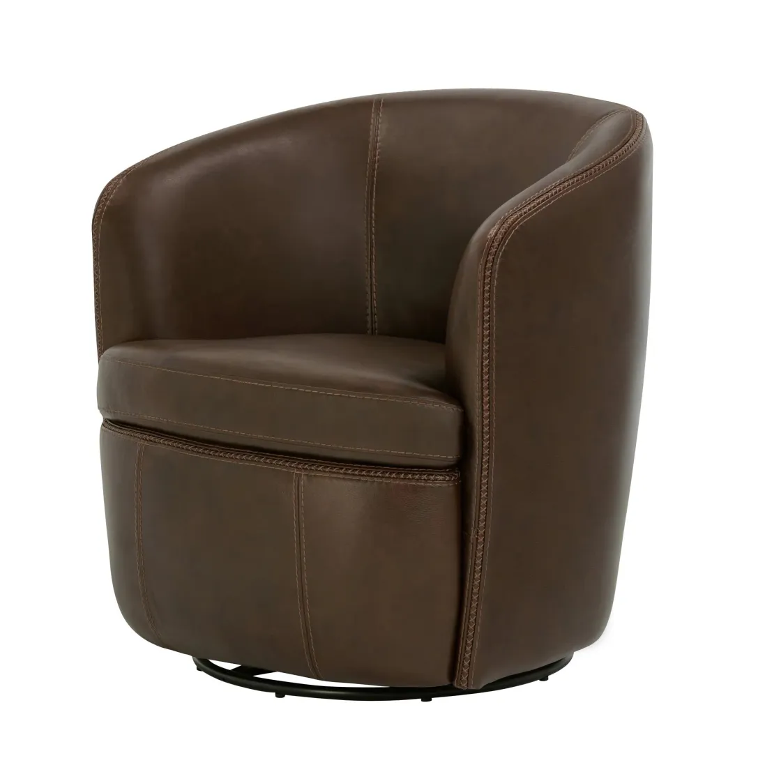 Mor Furniture Barolo Leather Swivel Club Chair In Caramel