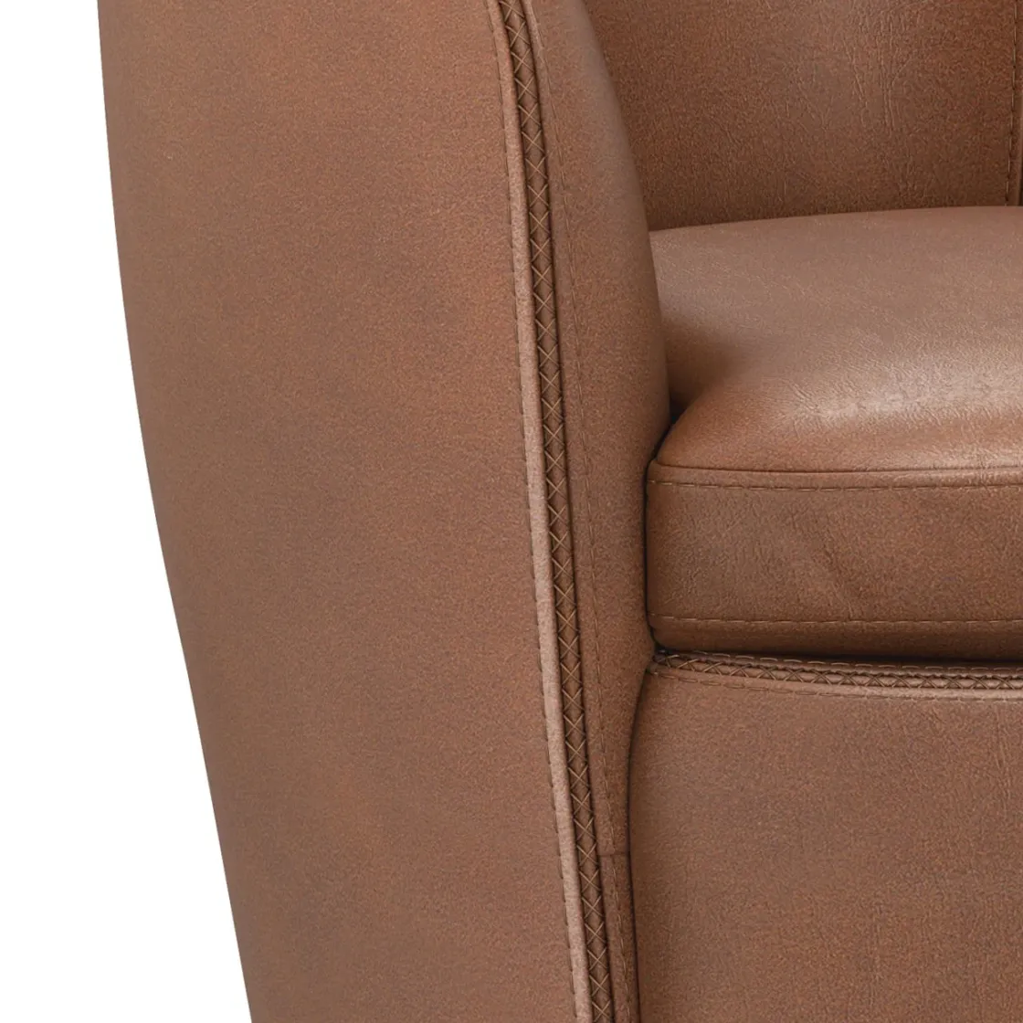 Mor Furniture Barolo Leather Swivel Club Chair In Caramel