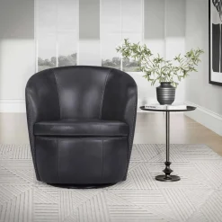 Mor Furniture Barolo Leather Swivel Club Chair In Caramel