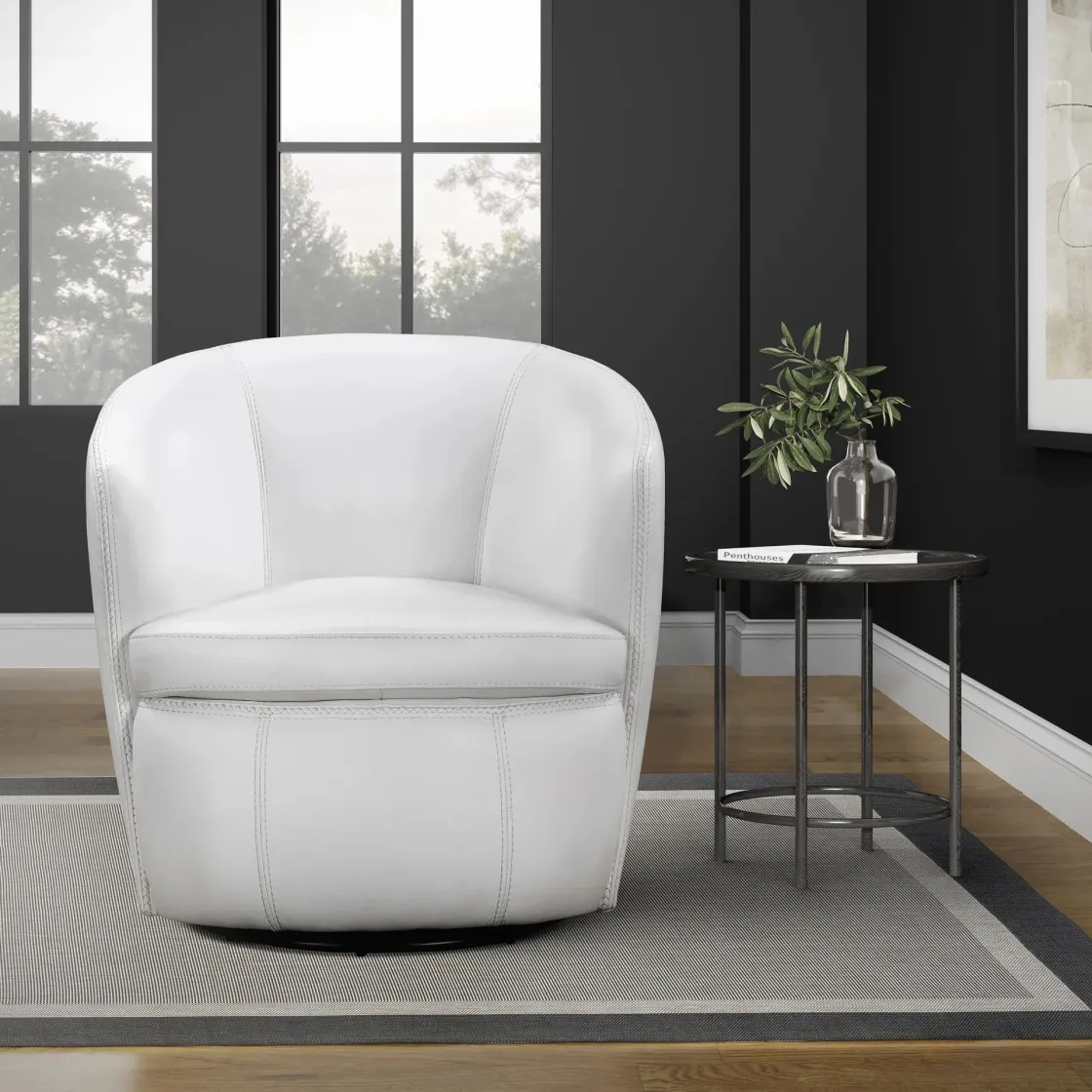 Mor Furniture Barolo Leather Swivel Club Chair In Caramel