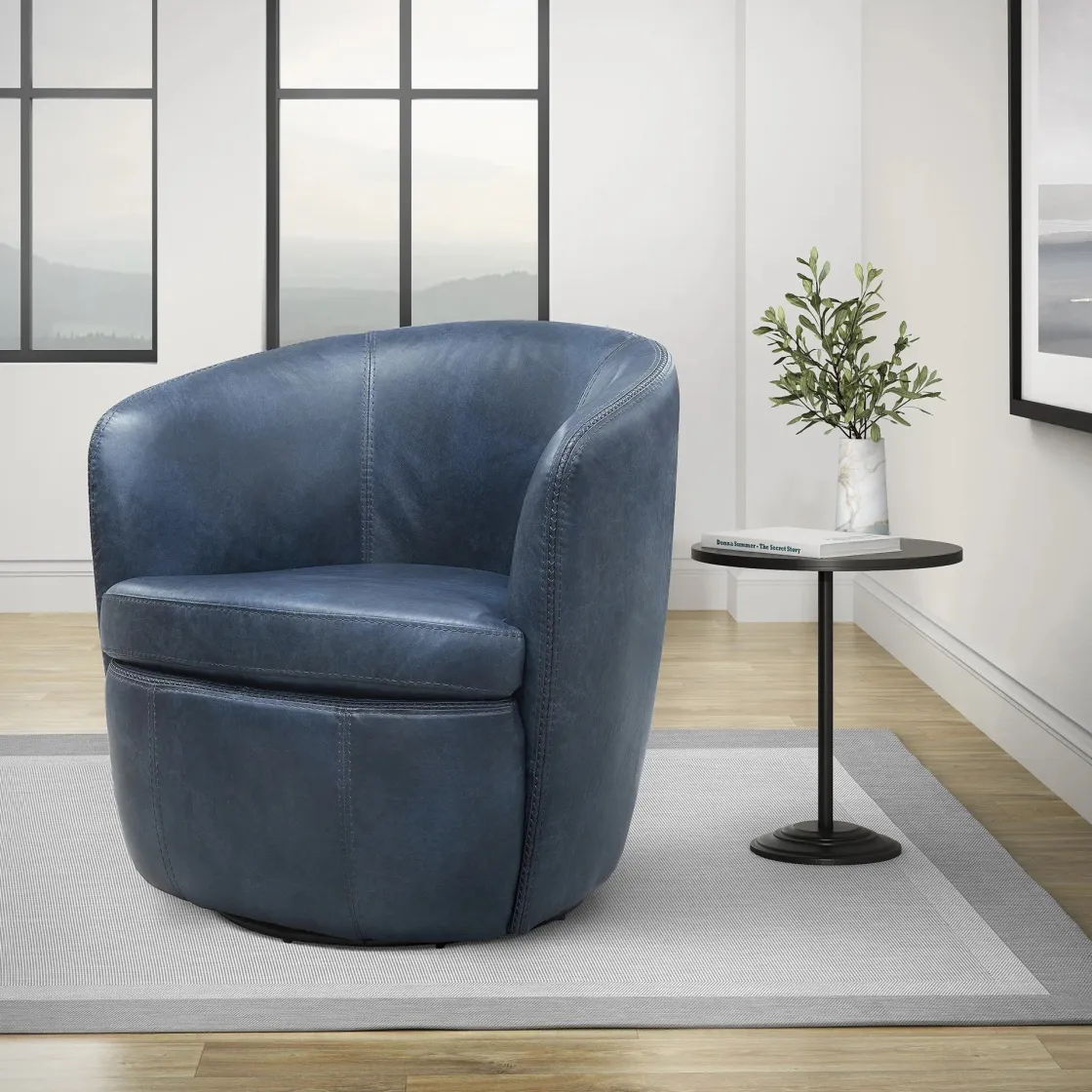 Mor Furniture Barolo Leather Swivel Club Chair In Caramel