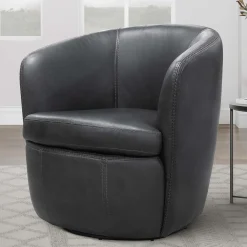 Mor Furniture Barolo Leather Swivel Club Chair In Caramel