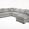 Mor Furniture Barrett Tux Sofa Chaise Sectional In Fisk Smoke, Right Facing