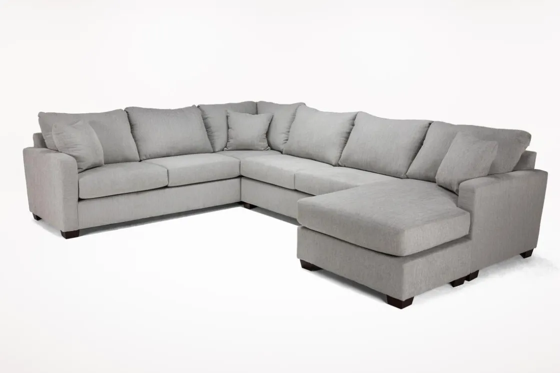 Mor Furniture Barrett Tux Sofa Chaise Sectional In Fisk Smoke, Right Facing