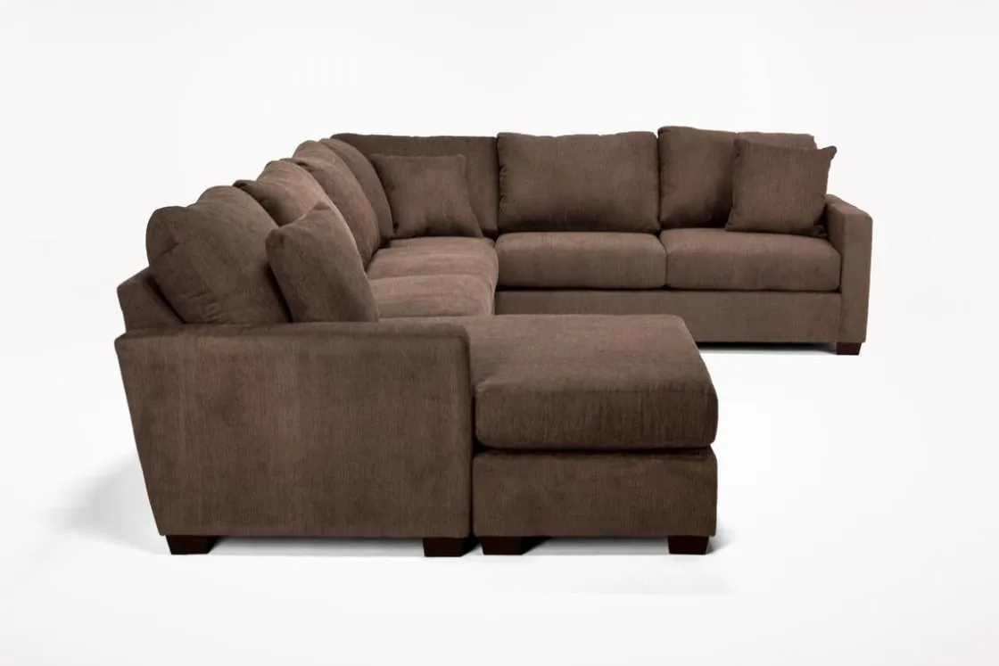 Mor Furniture Barrett Tux Sofa Chaise Sectional In Fisk Smoke, Right Facing