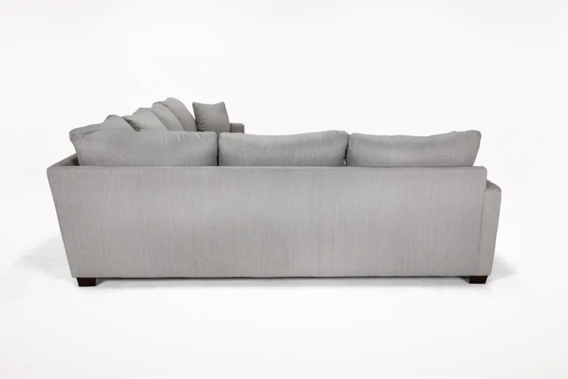 Mor Furniture Barrett Tux Sofa Chaise Sectional In Fisk Smoke, Right Facing