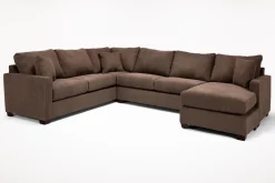 Mor Furniture Barrett Tux Sofa Chaise Sectional In Fisk Smoke, Right Facing