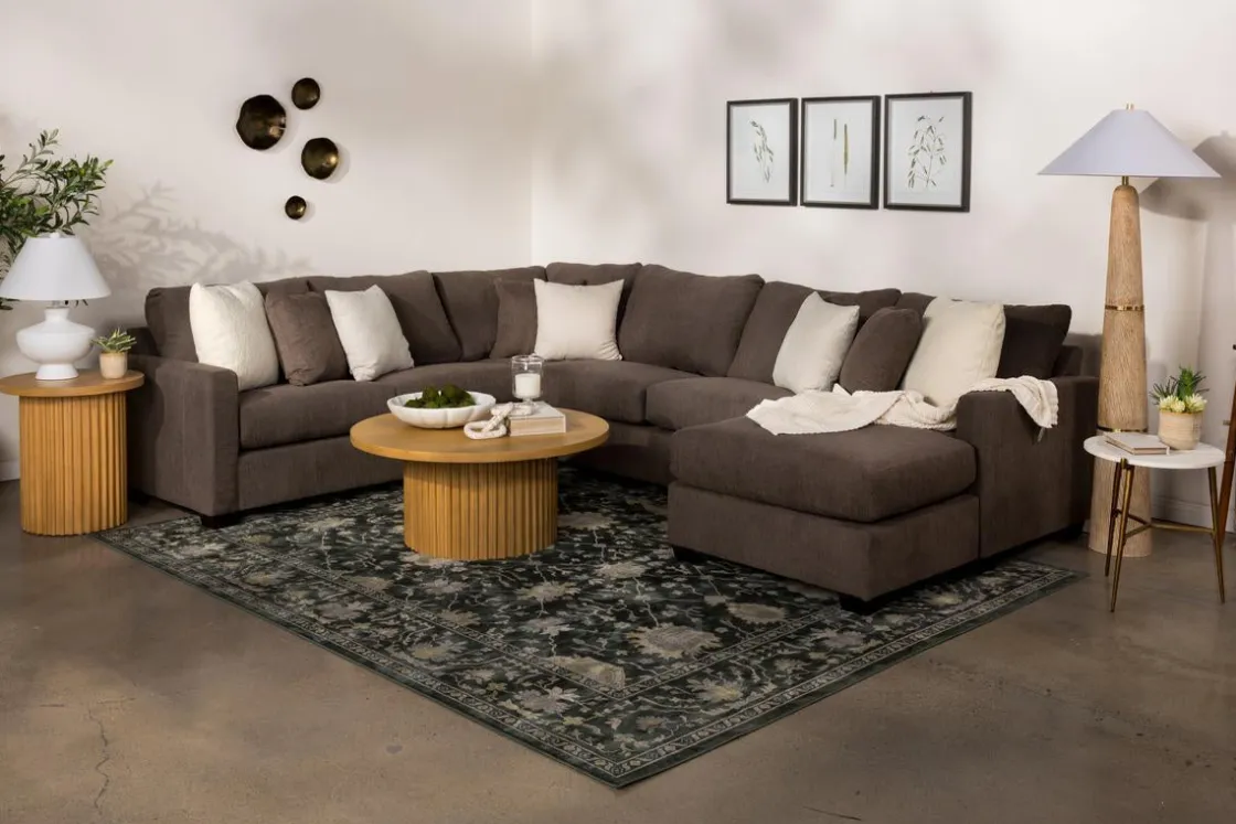 Mor Furniture Barrett Tux Sofa Chaise Sectional In Fisk Smoke, Right Facing