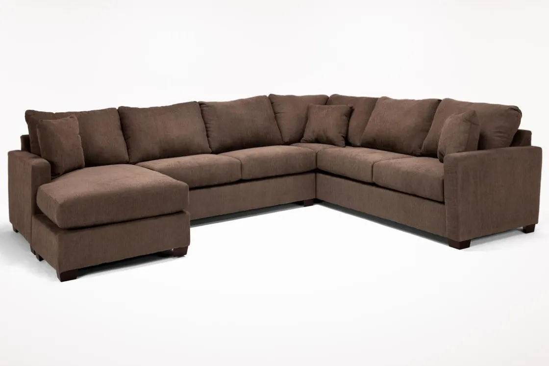 Mor Furniture Barrett Tux Sofa Chaise Sectional In Fisk Smoke, Right Facing