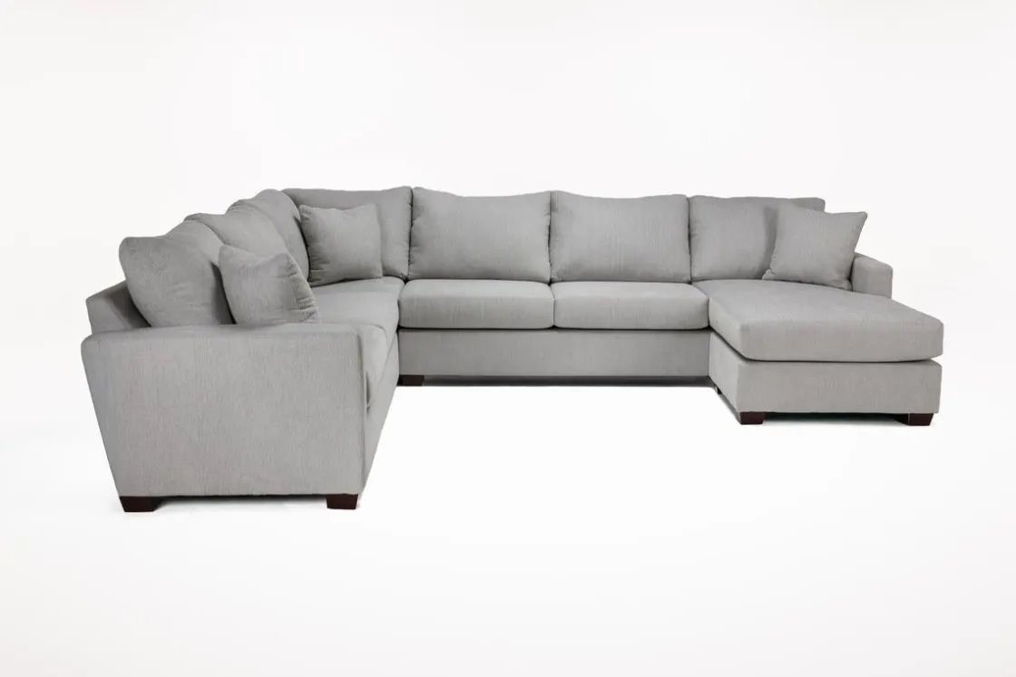Mor Furniture Barrett Tux Sofa Chaise Sectional In Fisk Smoke, Right Facing