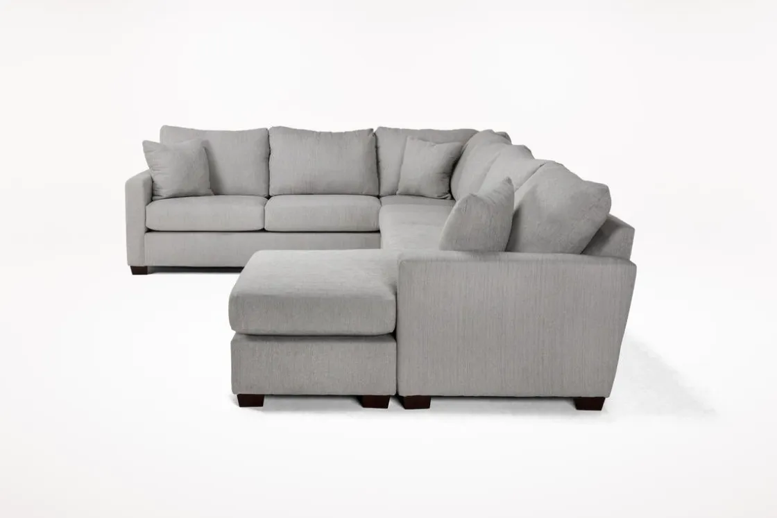 Mor Furniture Barrett Tux Sofa Chaise Sectional In Fisk Smoke, Right Facing