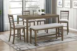 Mor Furniture Barry Counter Height Dining Table, 4 Stools & Bench In Light Brown