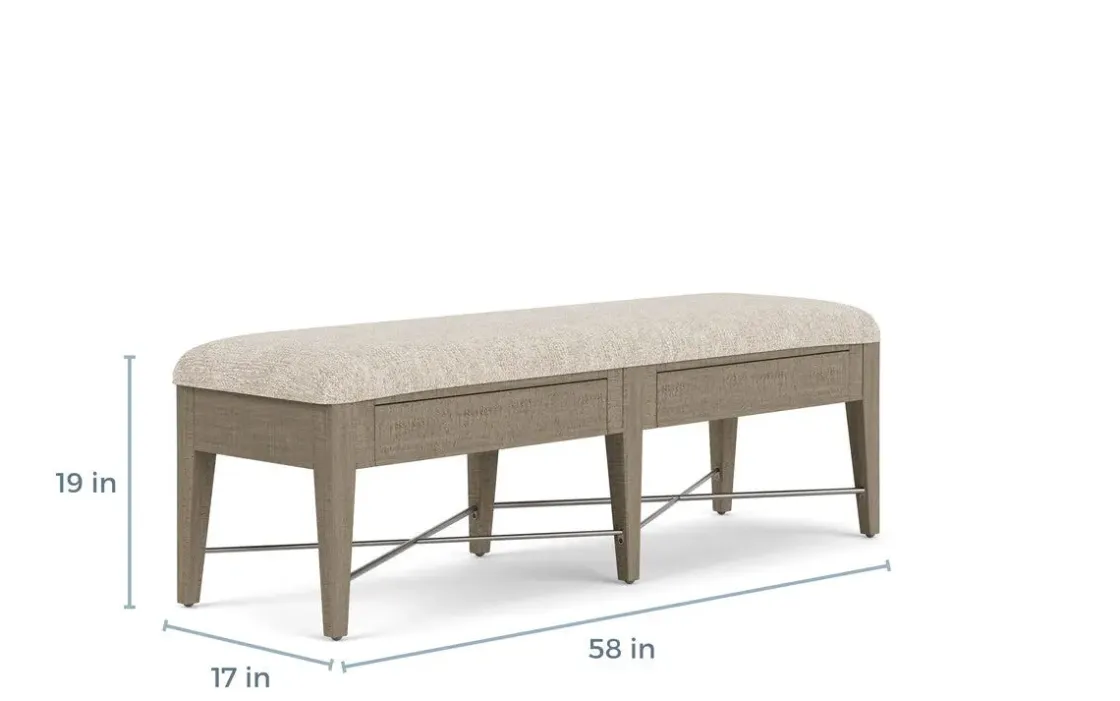 Mor Furniture Bay Creek Bench W/ Storage In Light Gray