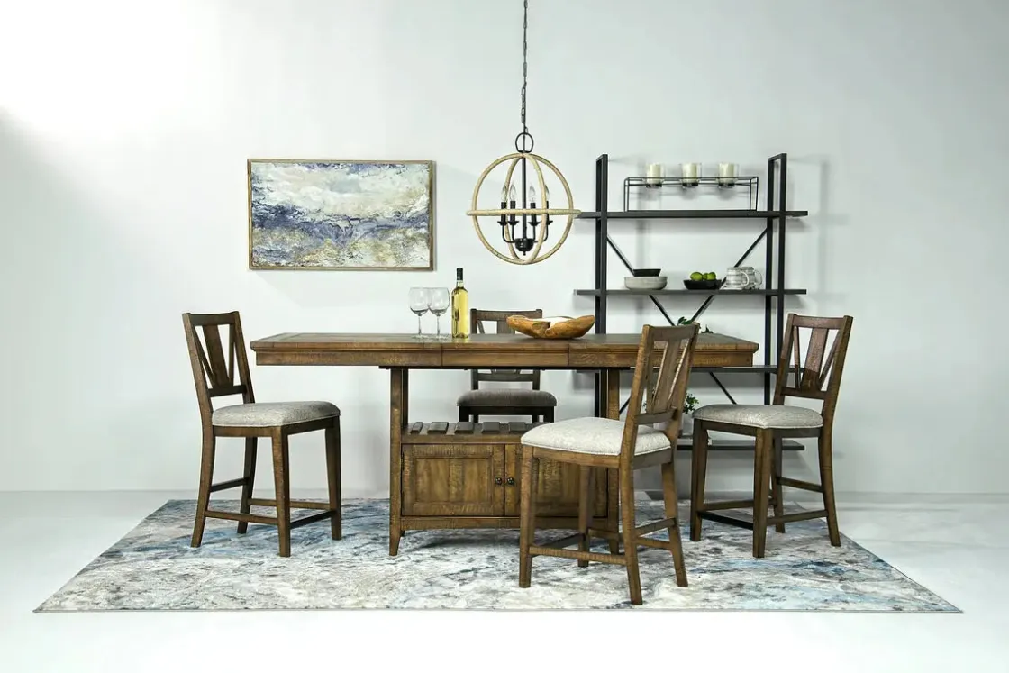 Mor Furniture Bay Creek Counter Height Extendable Dining Table & 4 Stools In Graphite
