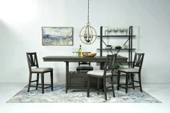 Mor Furniture Bay Creek Counter Height Extendable Dining Table & 4 Stools In Graphite