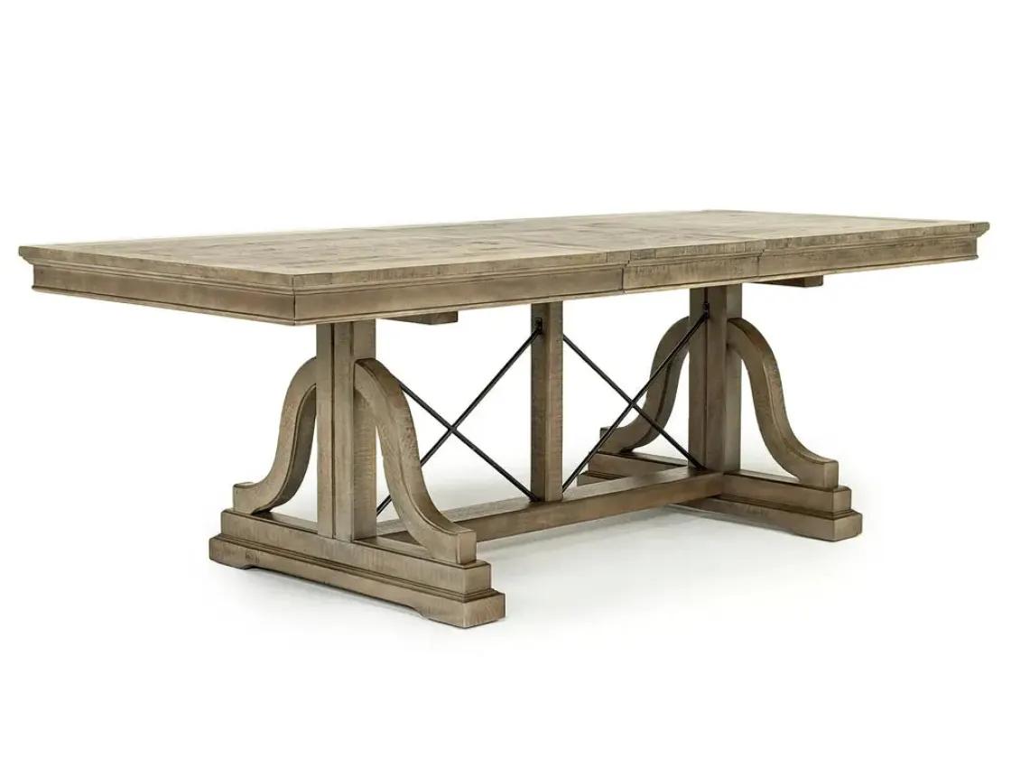 Mor Furniture Bay Creek Extendable Dining Table & 4 Upholstered V-Back Chairs In Toasted Nutmeg