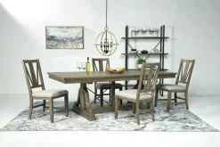 Mor Furniture Bay Creek Extendable Dining Table & 4 Upholstered V-Back Chairs In Toasted Nutmeg