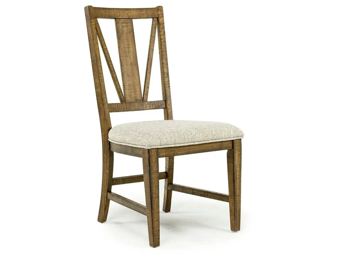 Mor Furniture Bay Creek Extendable Dining Table & 4 Upholstered V-Back Chairs In Toasted Nutmeg
