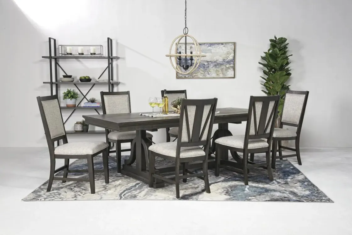 Mor Furniture Bay Creek Extendable Dining Table & 6 V-Back Chairs In Toasted Nutmeg