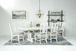Mor Furniture Bay Creek Extendable Dining Table & 6 V-Back Chairs In Toasted Nutmeg