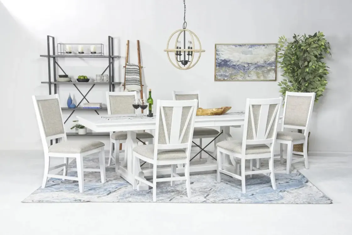 Mor Furniture Bay Creek Extendable Dining Table & 6 V-Back Chairs In Toasted Nutmeg