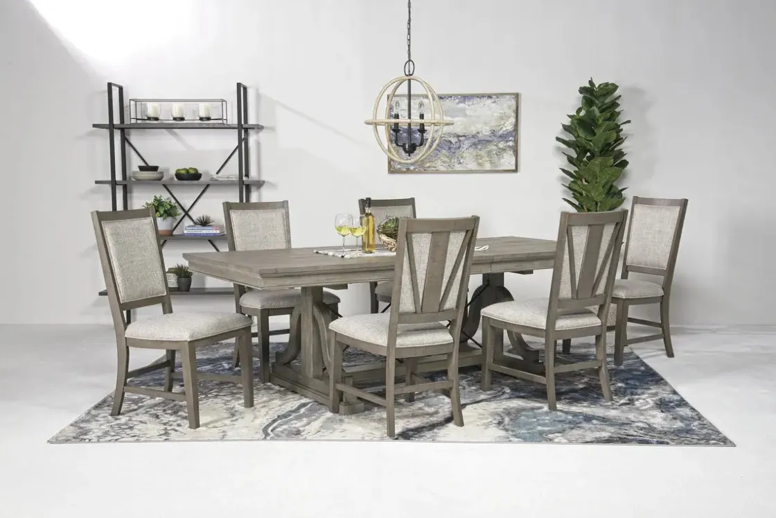 Mor Furniture Bay Creek Extendable Dining Table & 6 V-Back Chairs In Toasted Nutmeg