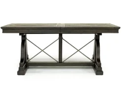 Mor Furniture Bay Creek Extendable Dining Table, 4 V-Back Chairs & High Back Bench In Graphite