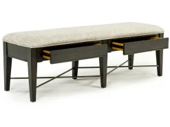 Mor Furniture Bay Creek Extendable Dining Table, 4 V-Back Chairs & High Back Bench In Graphite