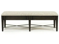 Mor Furniture Bay Creek Extendable Dining Table, 4 V-Back Chairs & High Back Bench In Graphite