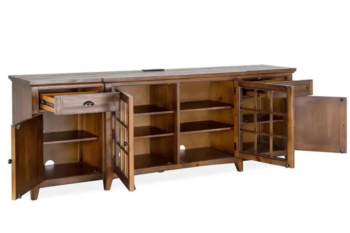 Mor Furniture Bay Creek Media Console In Nutmeg W/ Usb Charger, 70 Inch