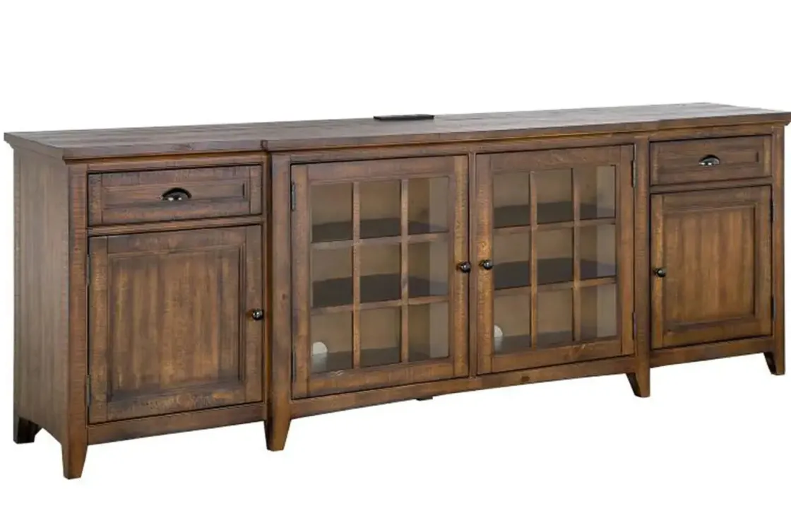 Mor Furniture Bay Creek Media Console In Nutmeg W/ Usb Charger, 70 Inch