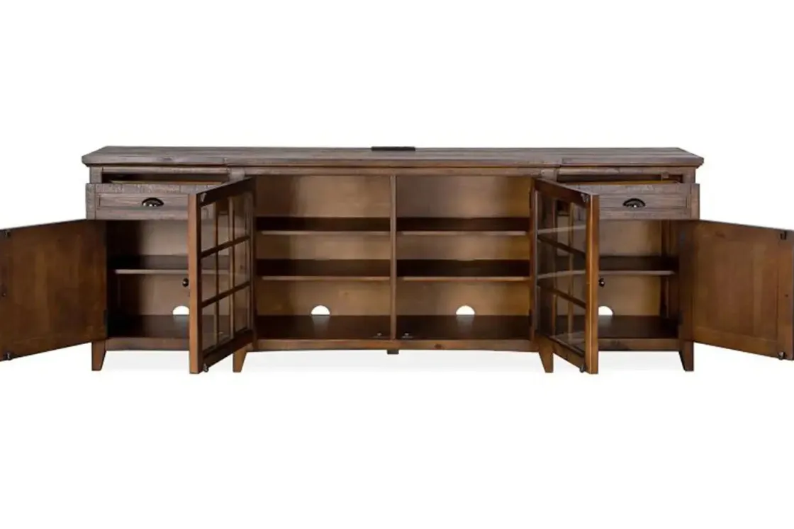 Mor Furniture Bay Creek Media Console In Nutmeg W/ Usb Charger, 70 Inch