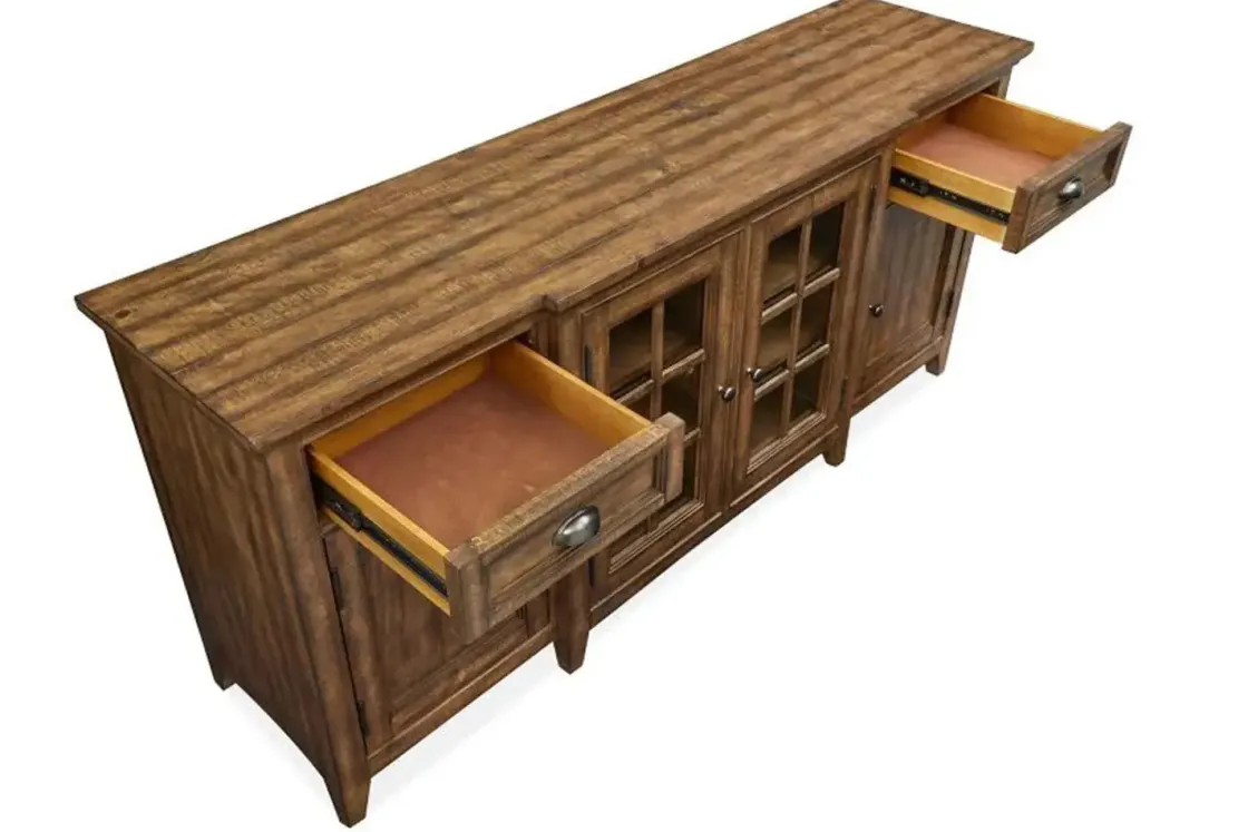 Mor Furniture Bay Creek Media Console In Nutmeg W/ Usb Charger, 70 Inch
