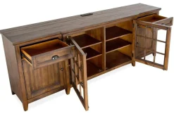 Mor Furniture Bay Creek Media Console In Nutmeg W/ Usb Charger, 70 Inch