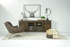 Mor Furniture Bay Creek Media Console In Nutmeg W/ Usb Charger, 70 Inch