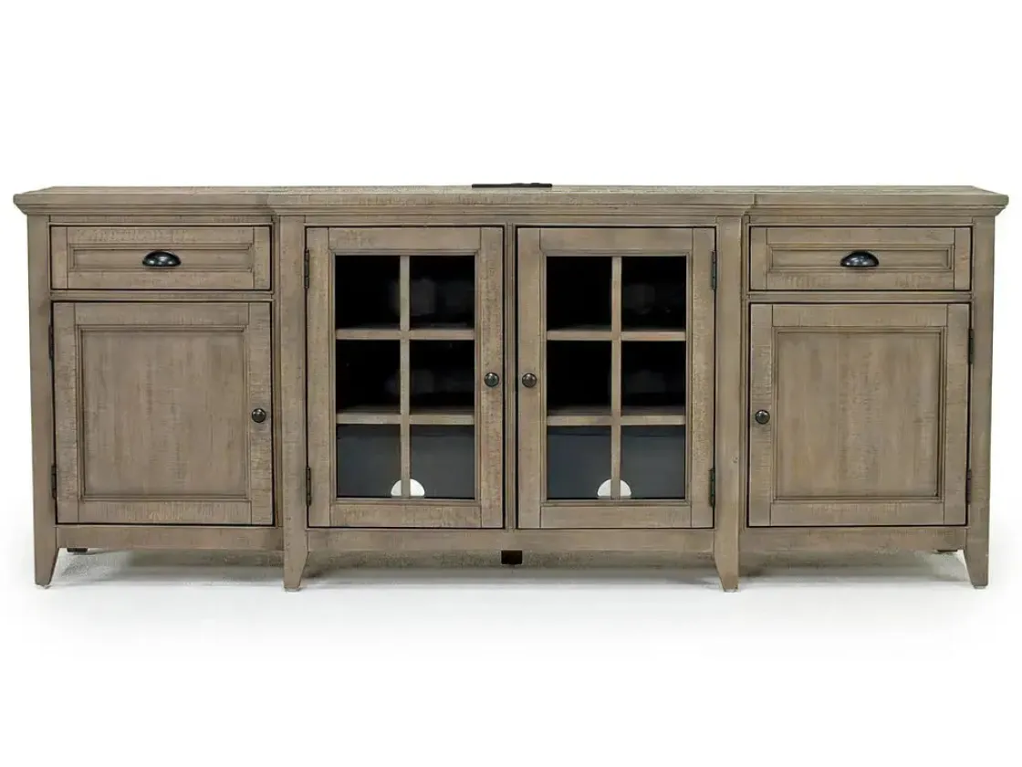 Mor Furniture Bay Creek Media Console In Nutmeg W/ Usb Charger, 70 Inch