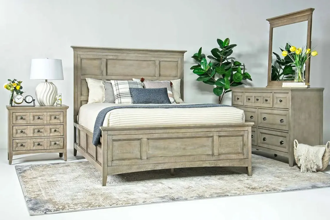 Mor Furniture Bay Creek Panel Bed W/ Storage, Dresser, Mirror & Nightstand In Nutmeg, Queen