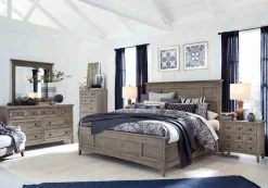 Mor Furniture Bay Creek Panel Bed W/ Storage, Dresser, Mirror & Nightstand In Nutmeg, Queen