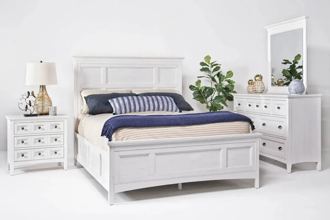 Mor Furniture Bay Creek Panel Bed W/ Storage, Dresser, Mirror & Nightstand In Nutmeg, Queen