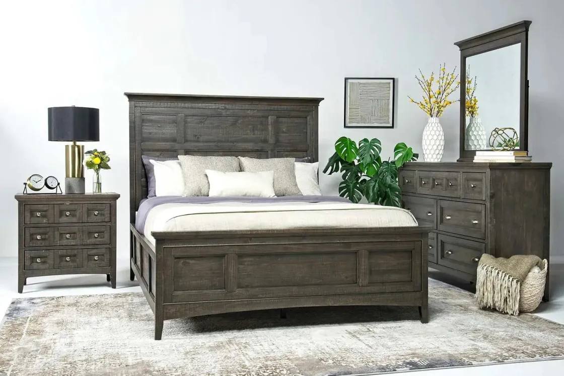 Mor Furniture Bay Creek Panel Bed W/ Storage, Dresser, Mirror & Nightstand In Nutmeg, Queen