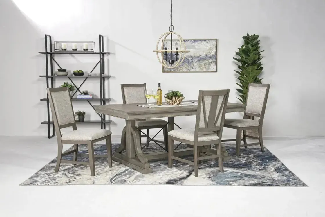 Mor Furniture Bay Creek Side Chair In Light Gray, V-Back