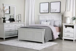 Mor Furniture Bella Panel Bed, Dresser, Mirror & Nightstand In White, Twin