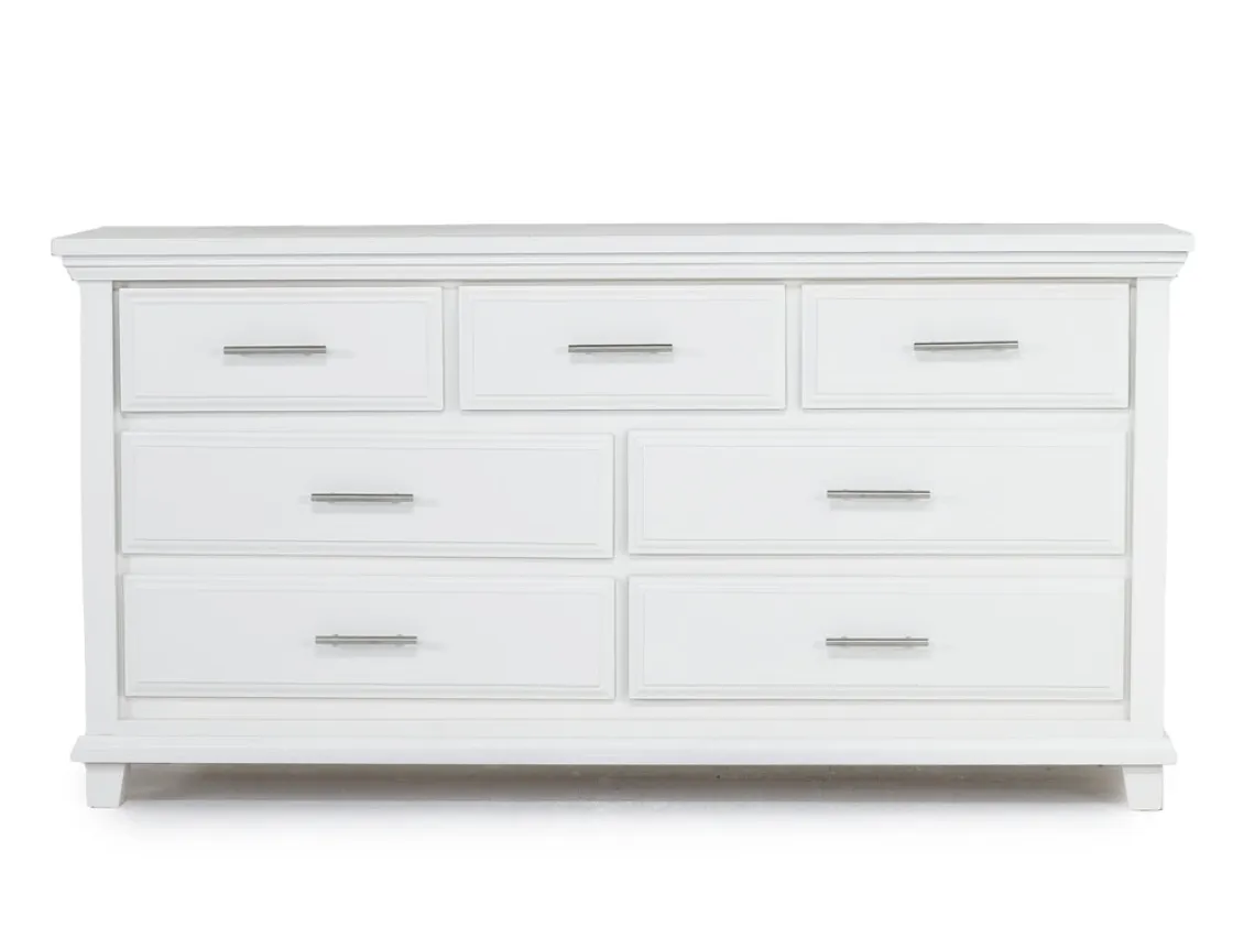 Mor Furniture Bella Panel Bed, Dresser, Mirror & Nightstand In White, Twin