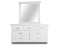 Mor Furniture Bella Panel Bed, Dresser, Mirror & Nightstand In White, Twin
