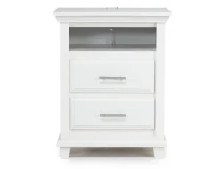 Mor Furniture Bella Panel Bed, Dresser, Mirror & Nightstand In White, Twin