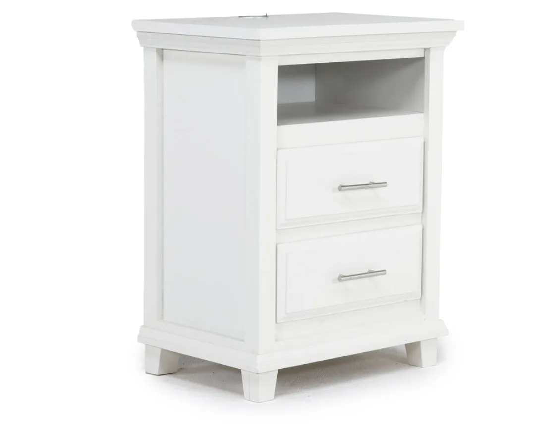 Mor Furniture Bella Panel Bed, Dresser, Mirror & Nightstand In White, Twin