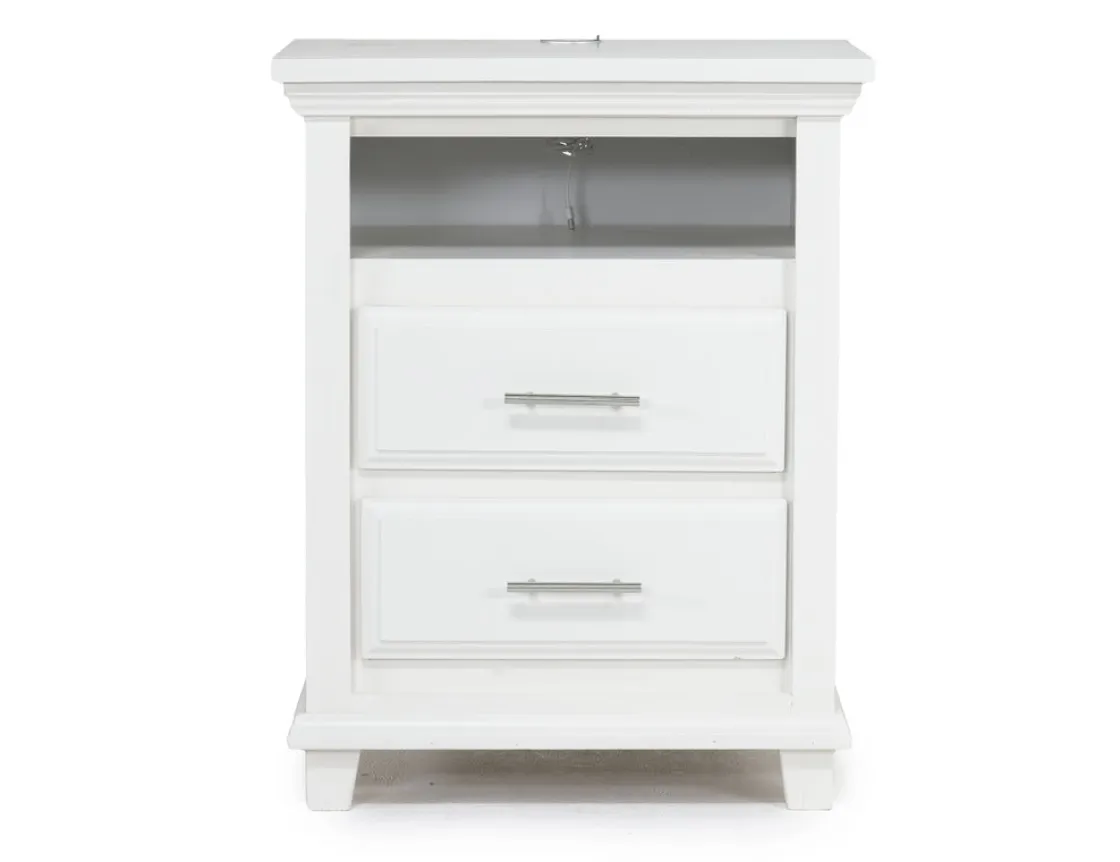 Mor Furniture Bella Panel Bed, Dresser, Mirror & Nightstand In White, Twin