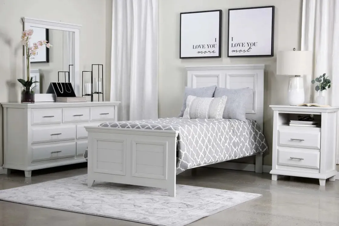 Mor Furniture Bella Panel Bed In White, Twin